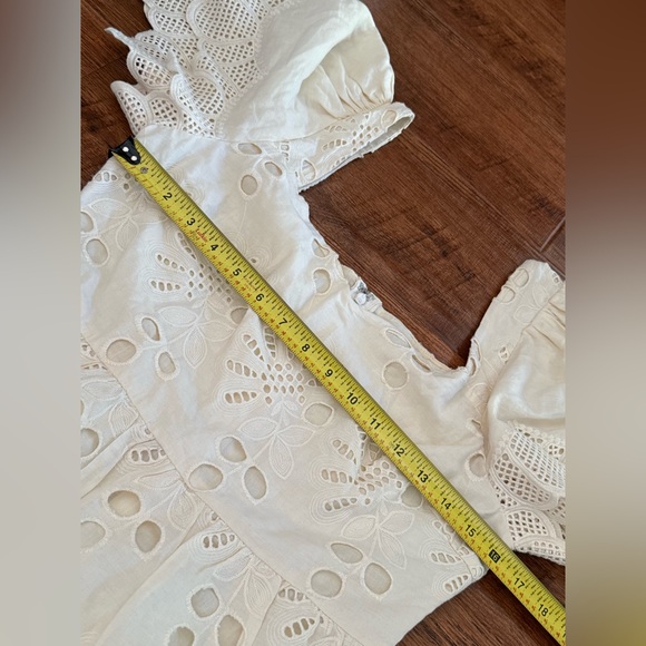 Showpo Just Me Back to the Island Cream Lace Tiered Skirt Mini Dress- Medium - Picture 12 of 15